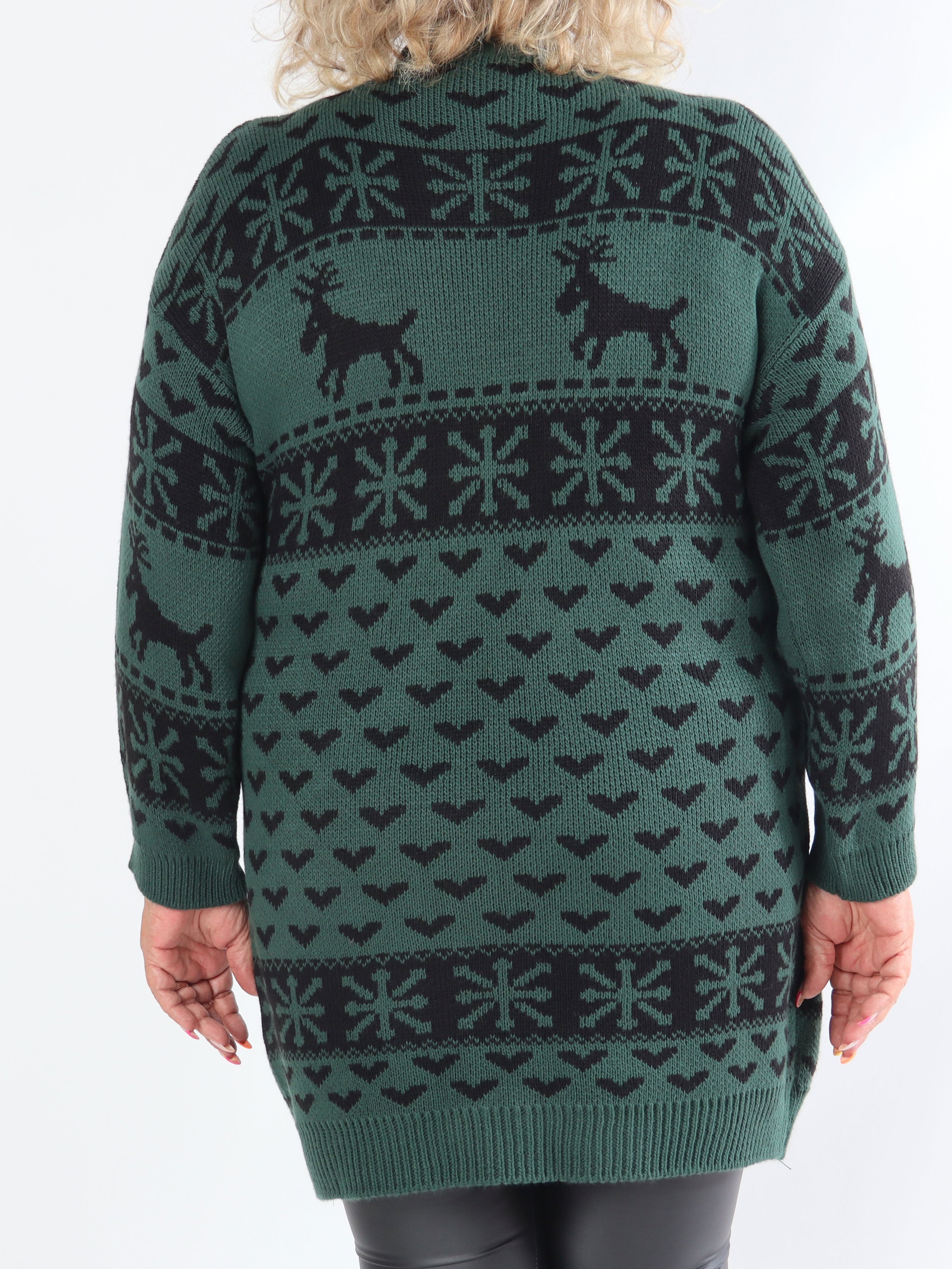 Rudolf - Söt stickad klänning i plusstorlek med julmotiv